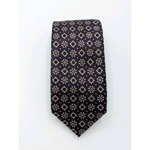 Jos A Bank Executive Collection Silk Tie Purple Beige Geometric 60"